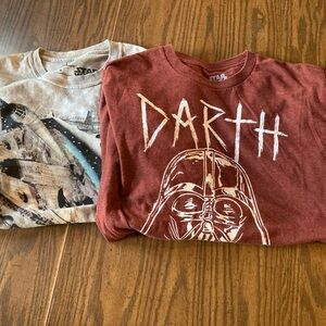 Lot 2 Star Wars T-shirts Sz M   Darth Vader millennium falcon